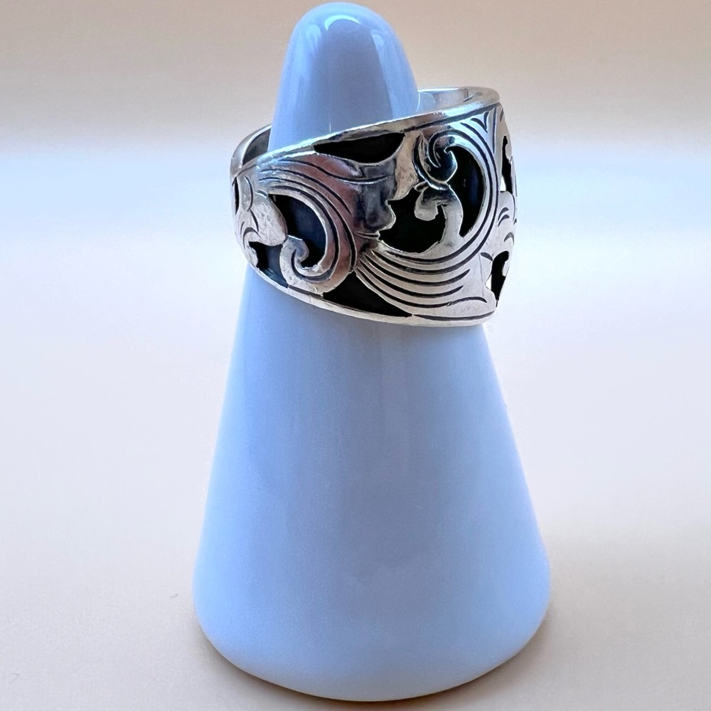 Sterling Silver Scrollwork Design Ring, Size 6.5 - image 4